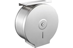 ASIALEO Commercial Jumbo Toilet Paper Dispenser with Shelf,Tissue Holders,9 inch Roll of Paper,Stainless Steel with Lock Wall Mounted.