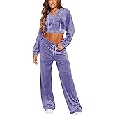 SMSN Women Sweatsuits Set Velvet 2 Piece Tracksuit Outfits Velour Jogging Long Sleeve Sweat Hoodie and Sweatpants Set