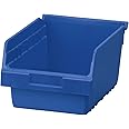 Akro-Mils 30080 Plastic Nesting ShelfMax Storage Bin Box, (12-Inch x 8-Inch x 6-Inch), Blue, (8-Pack)