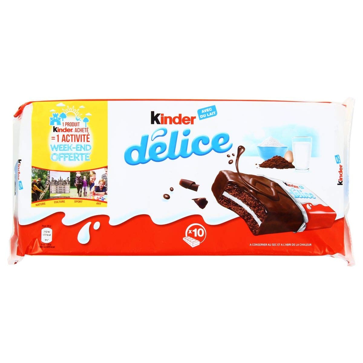 Ferrero Kinder Delice Cacao Chocolate Cake with Milk Cream 10 Pack 420g