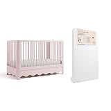 Storkcraft Casablanca Convertible Crib with Drawer & Storkcraft 6-Inch Grow-with Me Premium Waterproof Dual-Sided Baby Crib & Toddler Bed Mattress (Blush) – GREENGUARD Gold Certified