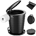 PAHTTO Portable Toilet for Adults, Retractable Porta Potty for Camping with Toilet Paper Holder and Lid, Foldable Toilet Adjustable Height for Camping, Hiking, Fishing, RV Travel, Road Trips
