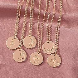 MEVECCO Birth Month Flower Necklace - 18k Gold