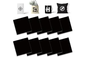 LUCKY GODDNESS Black Transfer Sheets, 10 Pcs 12"x 12" Solid Plain Color Pre-Printed Sublimation Paper for Heat Press Mug, DIY T- Shirts, Coasters