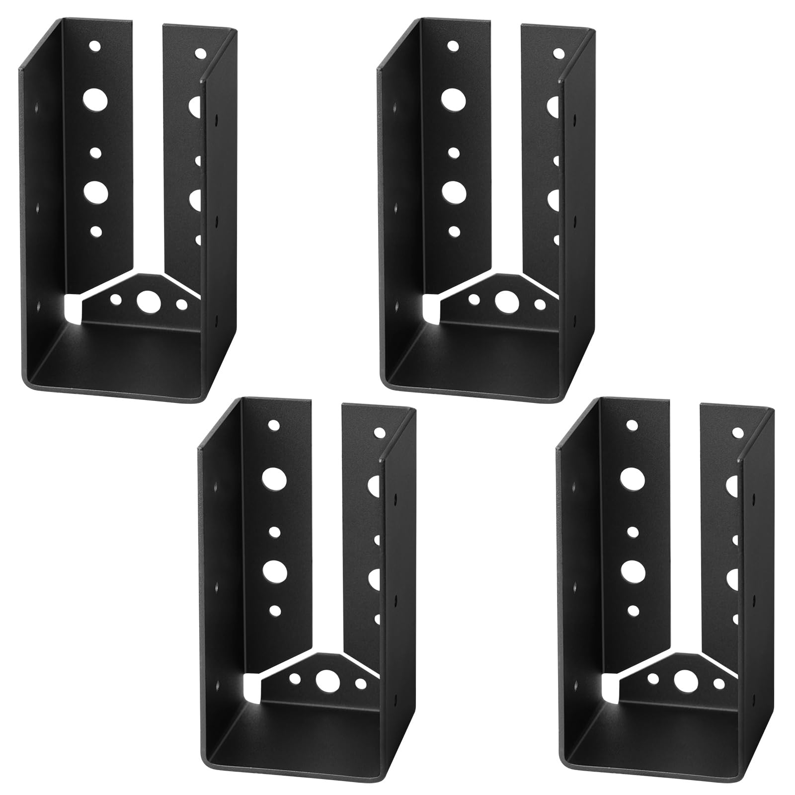 Photo 1 of 4 Pcs Thickened Concealed-Flange Joist Hanger for 4x8 Post,Thickness 3mm (11 Gauge) Steel Outdoor Hidden Accents Concealed Joist Hanger for 4x8 Post