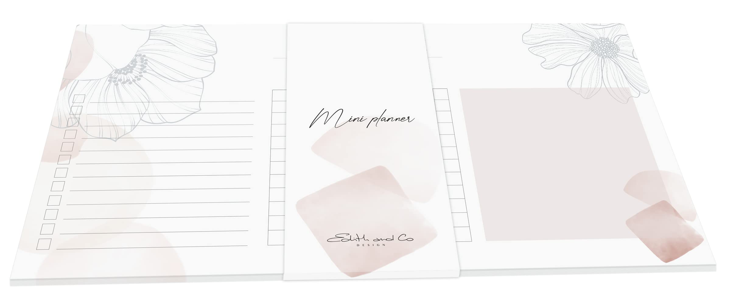 Clairefontaine 115977C - Mini Planner 24x12 cm 50 Detachable Printed Sheets - White Paper 90g - Organisation - Planning - Memo Pad - Evanescence Collection