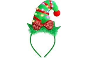 Farochy Christmas Elf Headband - Christmas LED headband Xmas Headband Christmas Elf Headpiece Christmas Elf Hat Elf Hair hoop
