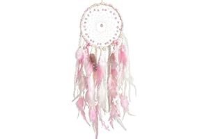 SOYUZU Pink Dream Catcher Feather Dream Catchers Wall Decor Handmade Dreamcatcher Wall Hanging Ornament for Bedroom Living Room Home Decor