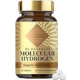 Hydrogen Water Tablets, 120 Tablets H2 Molecular Hydrogen with Magnesium, Supports Brain Function, Energy & Metabolism, Antioxidant Rich & Fast Dissolving, Non-GMO