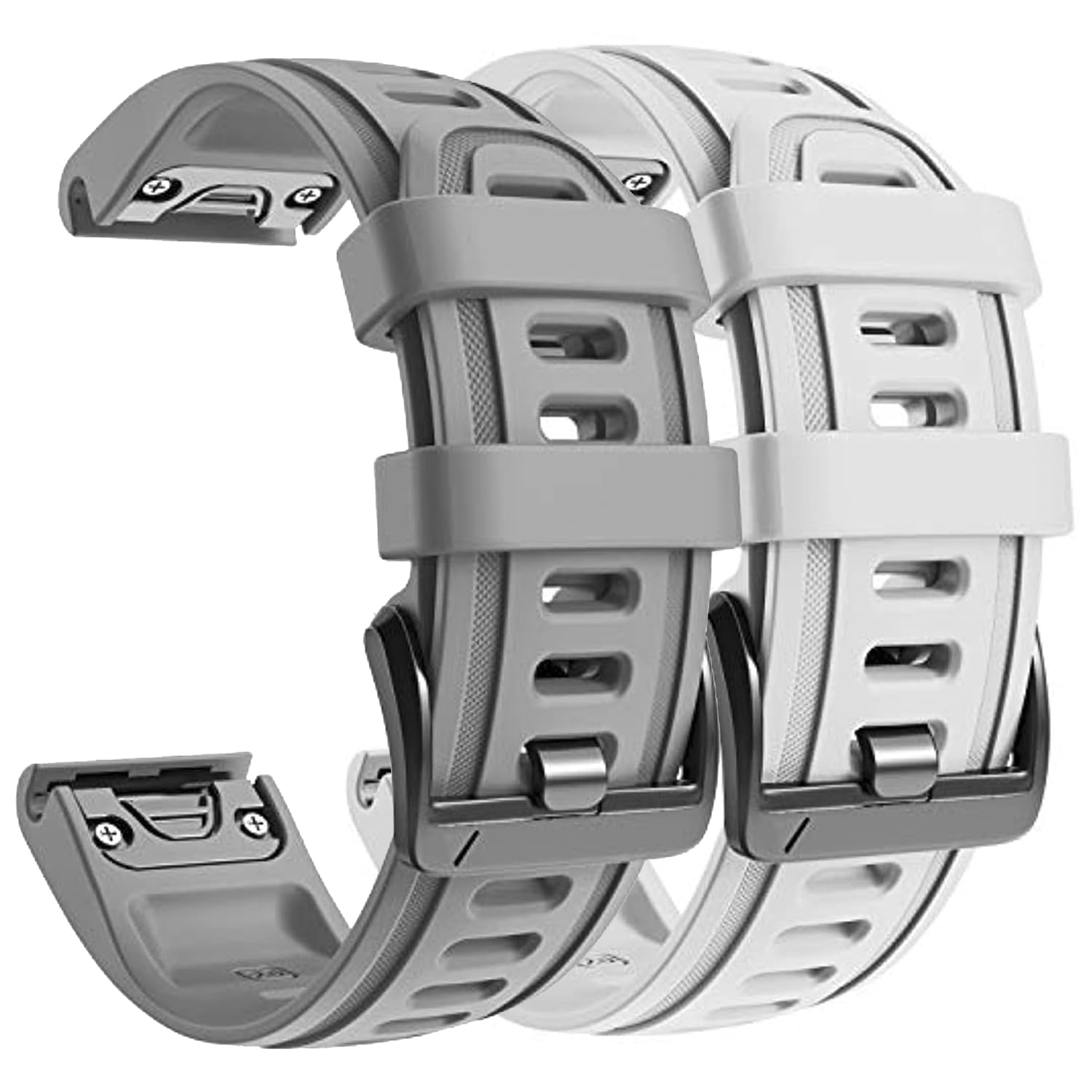 20mm Band Strap Compatible for Garmin Fenix8 43mm Silicone Watch Band Replacement for Fenix 7S/Fenix 6S/Fenix 6S Pro/Fenix 5S/Fenix 5S Plus/D2 Delta S Smartwatches Wristband (20MM, White+Gray)