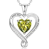 Zifeel Birthday Gifts for Women Wife Infinity Heart Birthstone I Love You Necklace for Women S925 Sterling Silver Anniversary Wedding Gifts for Christmas Valentines Mothers Day Women's jewelry Diamond Pendant Necklaces Gift for Her Mom Daughter Grandma