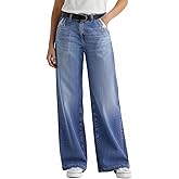 Madrirdma Wide Leg Jeans for Women Mid Rise Baggy Straight Wash Casual Denim Jeans Without Belt
