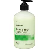 McKesson Antimicrobial Lotion Hand Soap with Aloe, 18 oz Pump Bottle [Pack of 1] - Herbal Scent, Keeps Hands Clean and Moisturized, Medical-Grade Soap