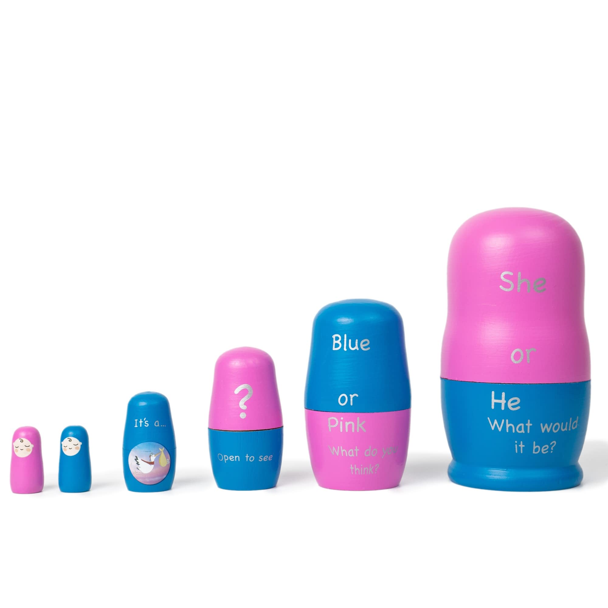 Photo 1 of Pilot Stork Gender Reveal Ideas - Gender Reveal Gifts for Baby Shower Party - Beautiful Keepsake Nesting Dolls for Baby Boy or Girl (Blue and Pink)…