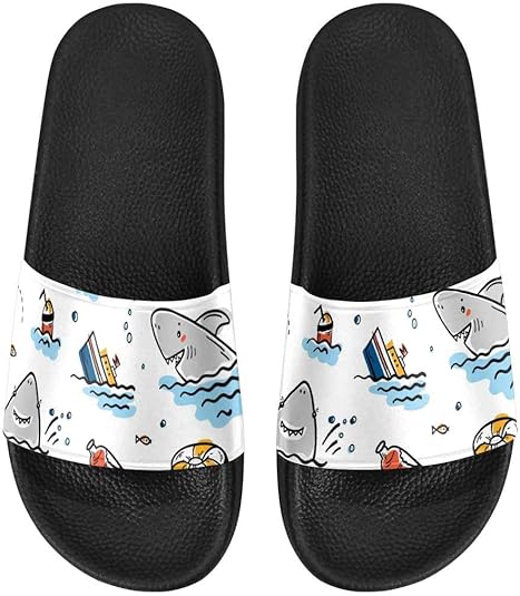 Amazon.com | INTERESTPRINT Women's Indoor Lightweight Shower Pool Slippers US6-US12 Cute Shark 