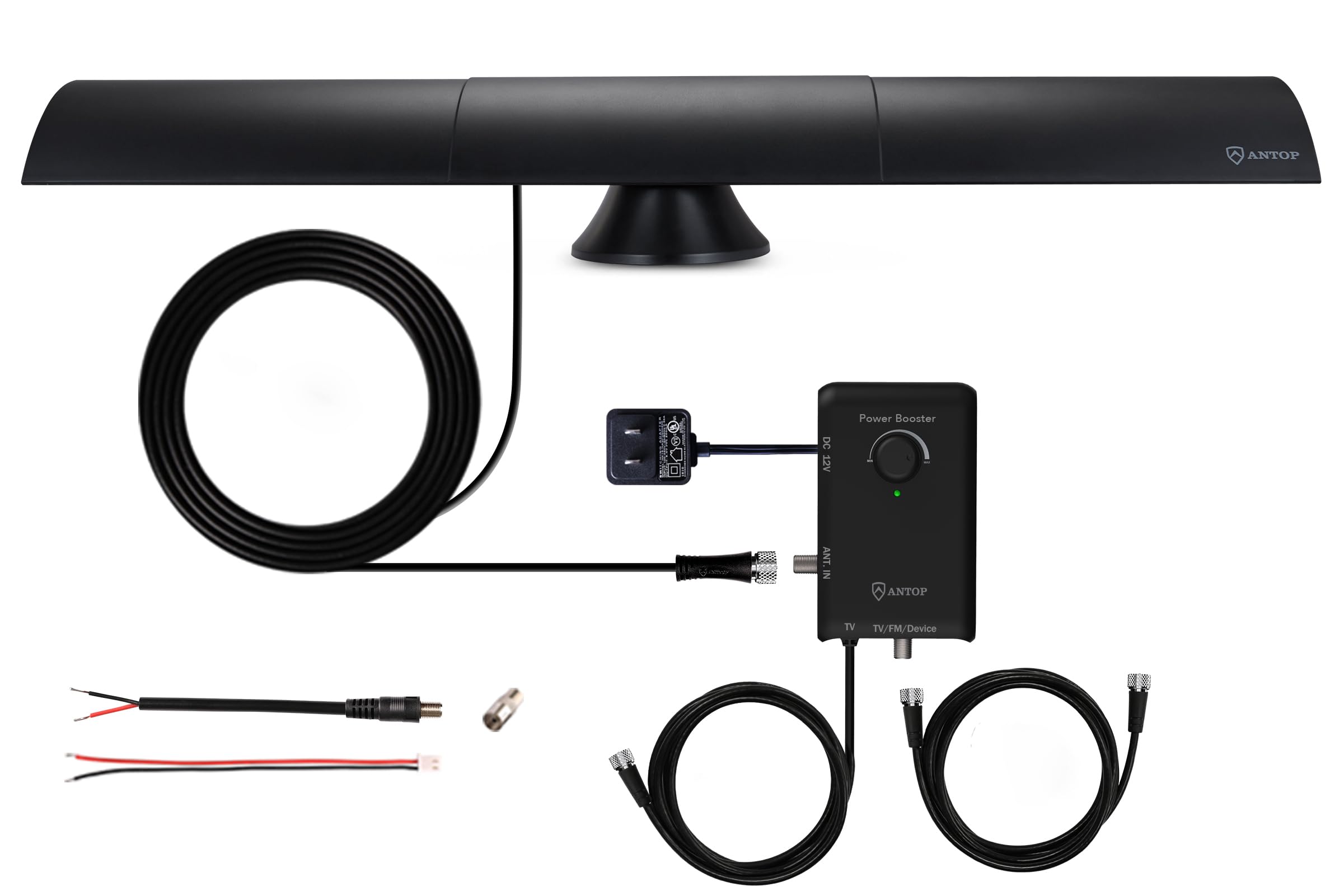 ANTOP AT-500SBS ブラック HD スマートバー アンプリファイド インドア HDTV&FMアンテナ 80マイル範囲