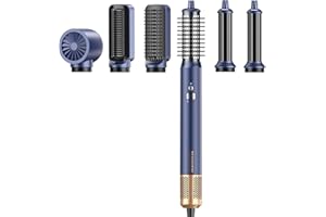 TECHMERI Hair Styler 6 in 1 Hair Dryer Brush 110000 RPM High-Speed Negative Ionic Blow Dryer with Auto Wrap Curling Iron, Professional Air Styler for Fast Drying, Curling, Straightening and Volumizing