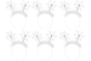 INOOMP 6pcs White Snowflake Headband Christmas Hair Hoop Xmas Hair Accessories Holiday Party Favor