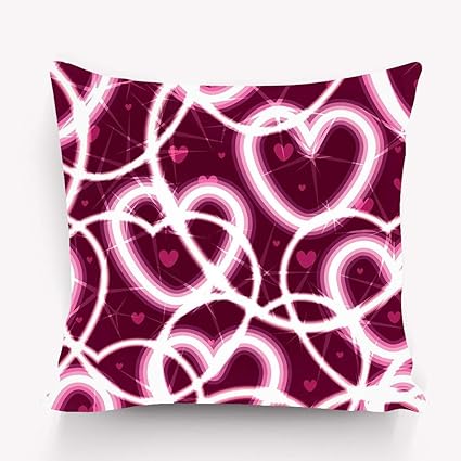 Pillow Case Light Heart Love Bright Hearts Loves Red Color