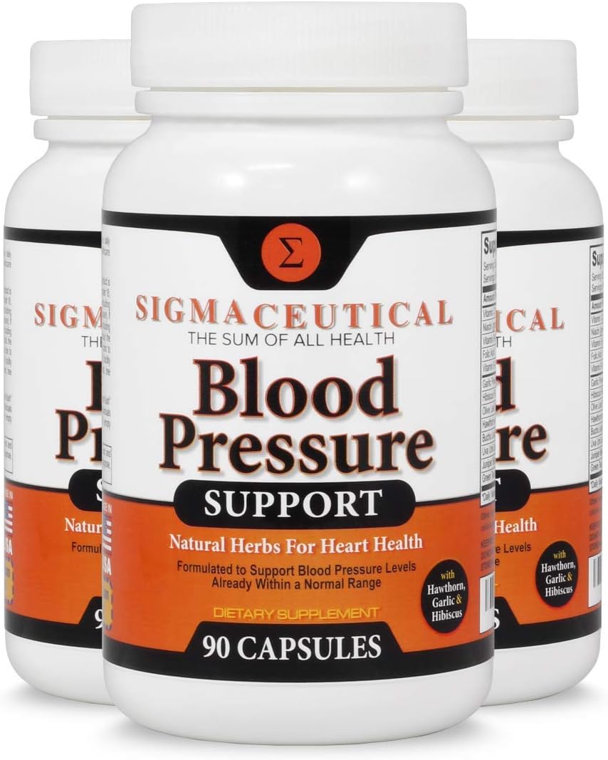 3 Pack of Blood Pressure Support Formula - High Blood Pressure Supplement with Hawthorn Extract, Hibiscus Supplement & Garlic Extract - Blood Pressure Medicine - 90 Capsules Each