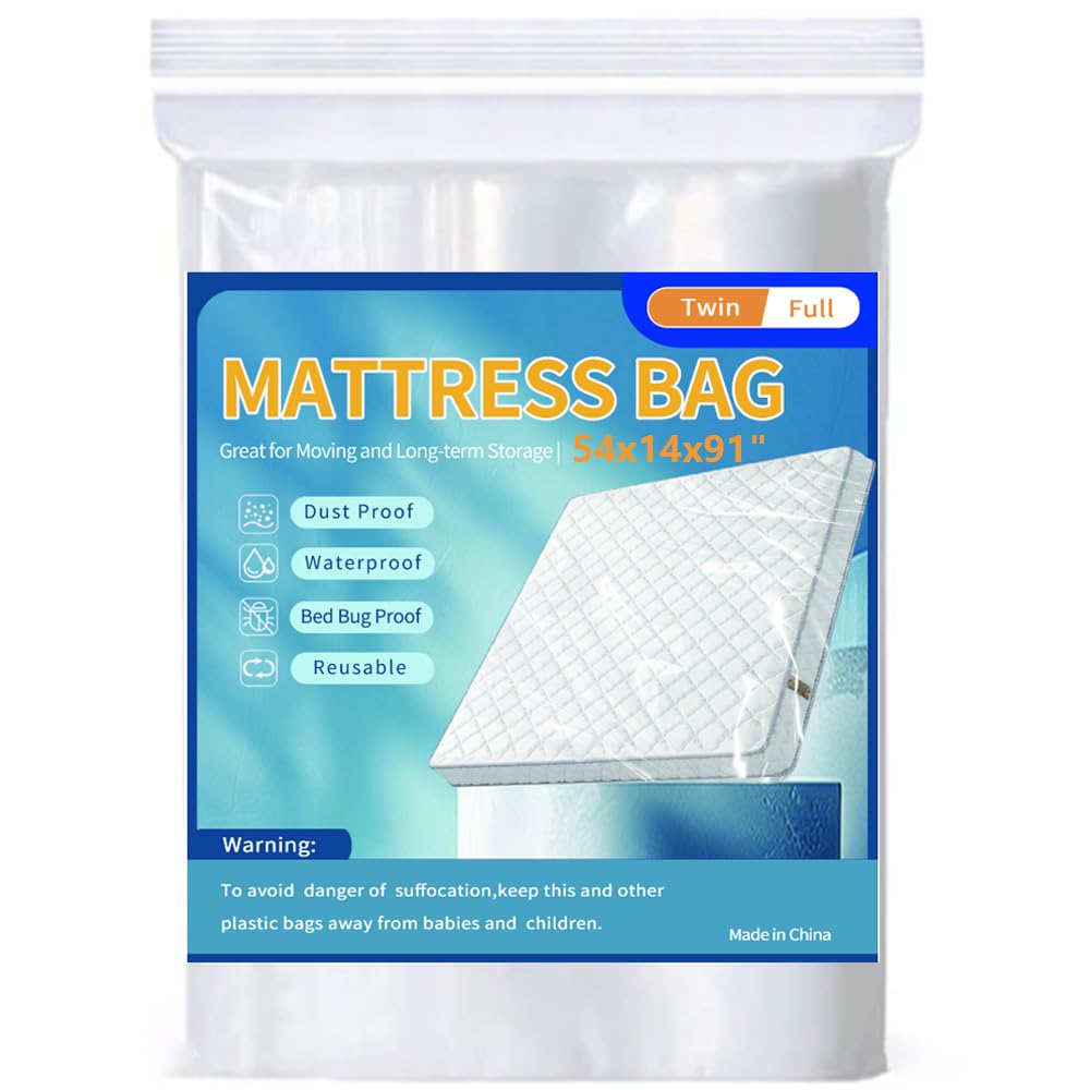 Photo 1 of Mattress Bags for Moving Storage,Mattress Protector Cover, Waterproof Mattress Protector Storage Bags (1-Pack, Twin/Full)