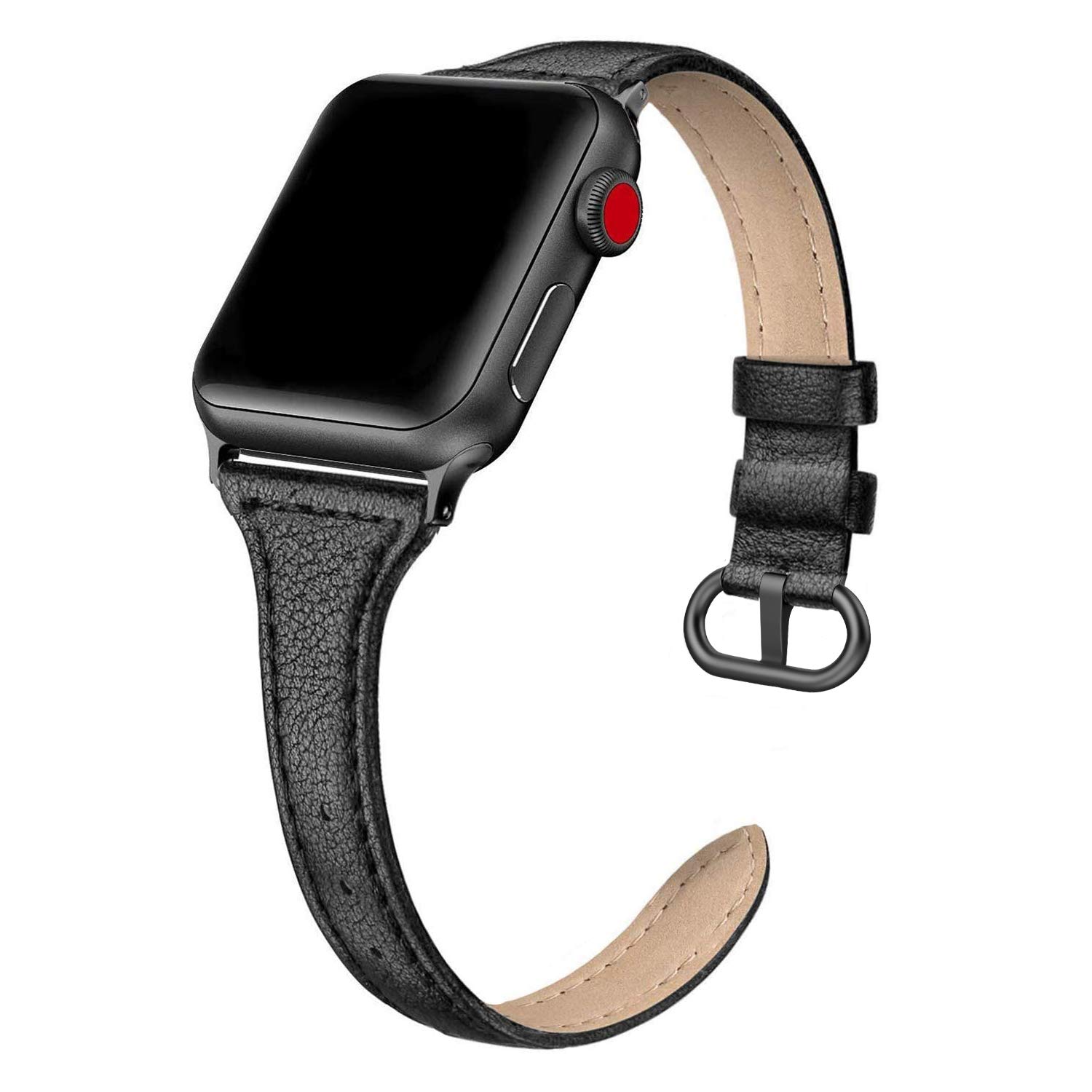 PARMPH Leather Band Compatible for iWatch 38mm 40mm 41mm 42mm(Series 10), Slim Thin Dressy Elegant Genuine Leather Strap Compatible iWatch Series 10 9 8 7 6 5 4 3 2 1 SE Sport & Edition Women