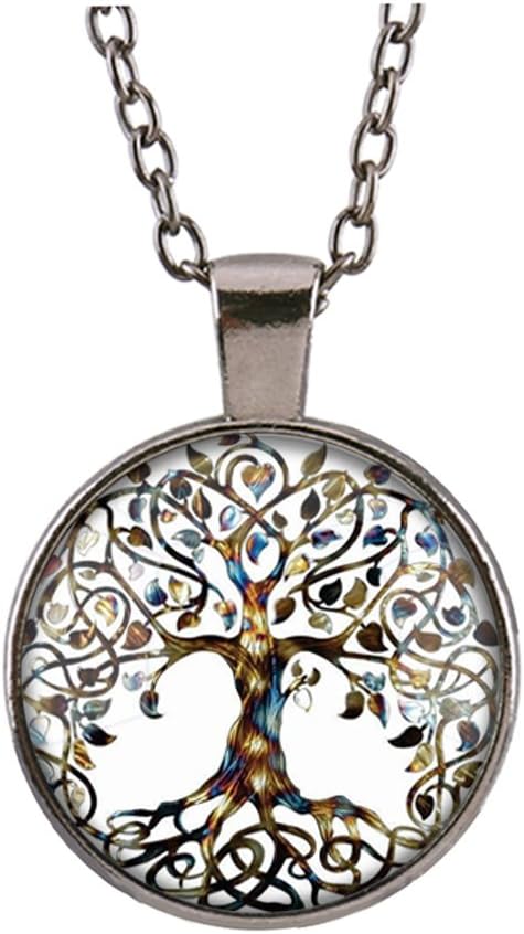 SUXNOS Tree of Life Necklace Cabochon Pendant for Women Men