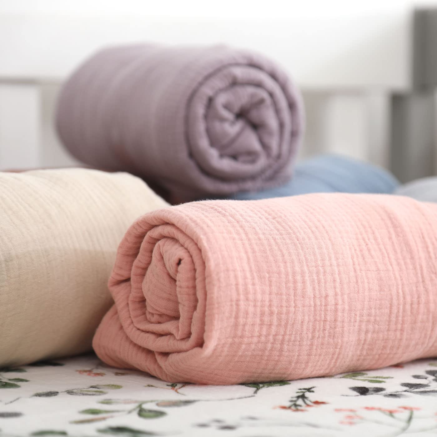 GRSSDER Soft Muslin Crib Sheet 1 Pack, 100% Cotton Crib Sheets for Girls, Fit Standard Crib Mattresses 52