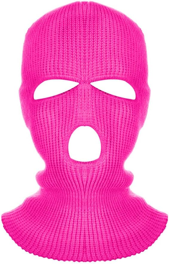 Idlespace New 3 Hole Helmet Warm Soft Motorcycle Helmet Winter Knit Hat Ski Mask Army Tactical Mask Full Face Cap(Rose red): Home & Kitchen