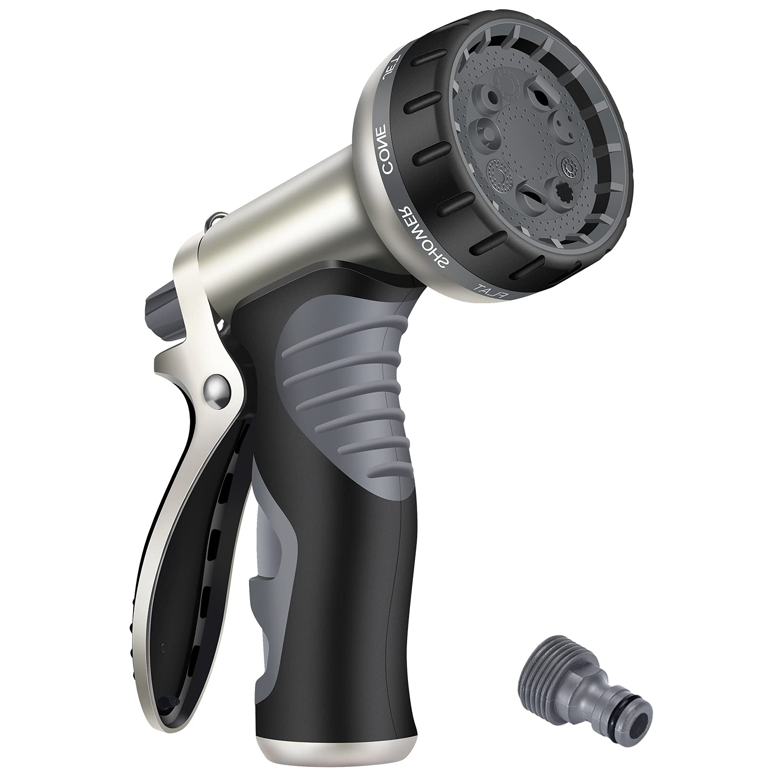 Hose Pipe Spray Gun, Nozzles & Spray Guns with 9 Patterns, Metal Hose Nozzle, High Pressure Hose Gun