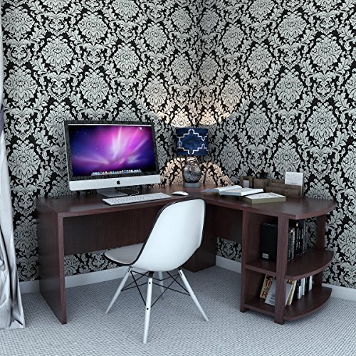 Ryan Rove Kristen Corner L-Shaped Computer Desk in Dark Russet Cherry