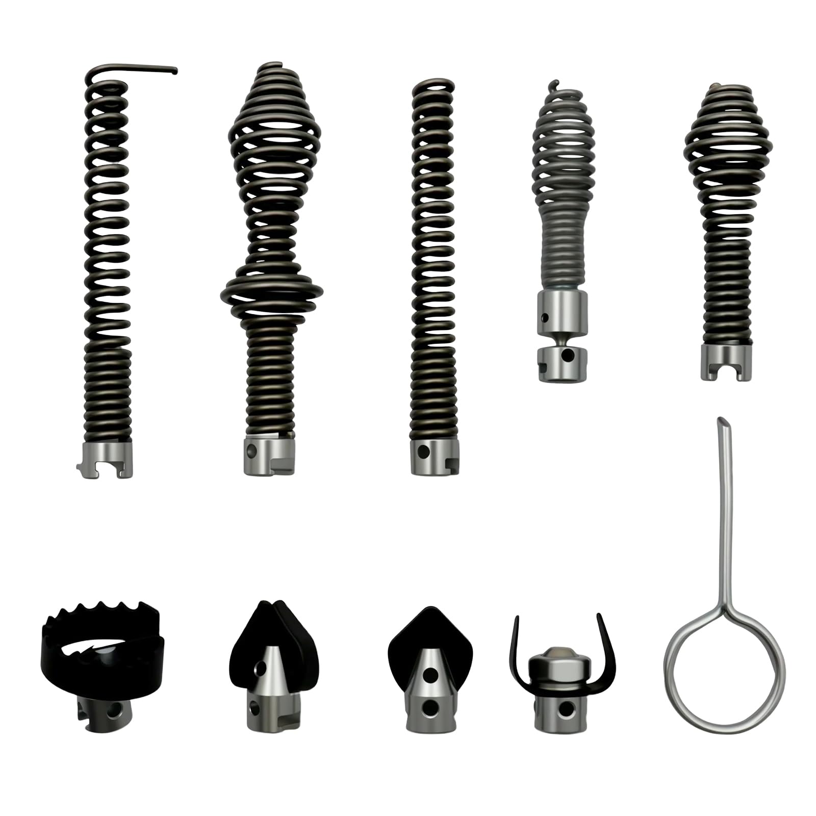 Photo 1 of 10 Pcs Drain Snake Drill Attachment Set - Drain Auger Cutter Kit Compatible with RIDGID K-400, C-4, C-6, C-7, C-8 & C-9 Drain Machines - Fits 5/8" Cable Heads, Heavy-Duty Drain Cleaning Tips