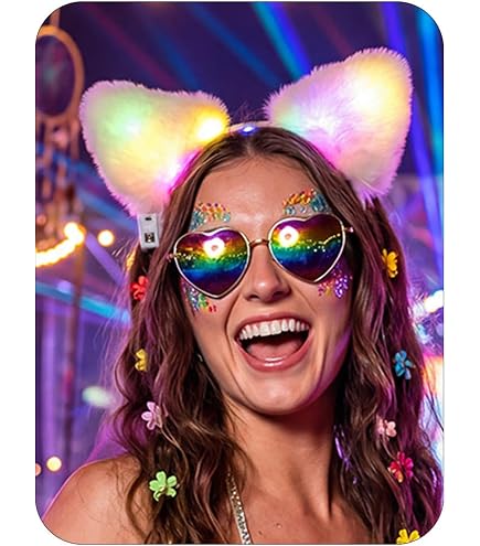 Amazon.com : YOVECATHOU Light Up Headband Cat Ears With Bell Furry
