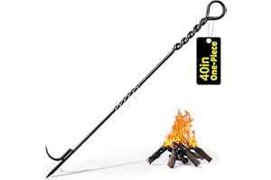 IRIIJANE Fire Pit Poker for Fireplace Outdoor - 40'' Handmade One Piece Firepit Poker Stoker Stick for Outside Camping Campfire, Indoor Long Heavy Duty Firestick Tools