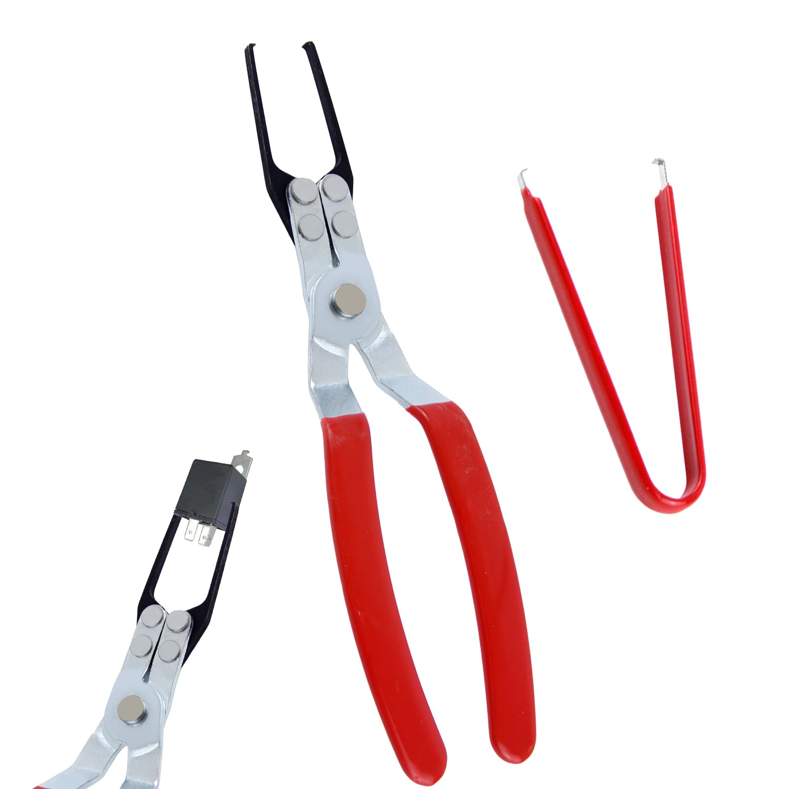 Photo 1 of 2 PCS Relay Tester, Electrical Disconnect Pliers, Automotive Relay Fmm Fuses Puller Tool, Automotive Relay Tester (Red)