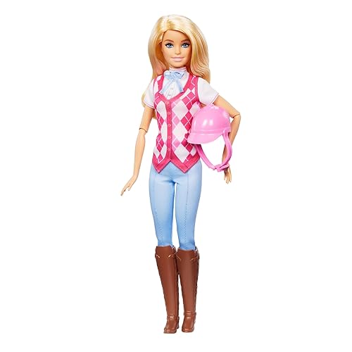Barbie “Malibu” Doll & Accessories from Barbie Mysteries: The Great Horse Chase, Includes Fashion Doll, Removable Riding Outfit & Helmet, HXJ38