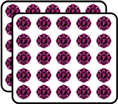 Black & Pink Maltese Shaped IAFF AFL CIO (fire Firefighter Logo) Sticker for Scrapbooking, Calendars, Arts, Kids DIY Crafts, Album, Bullet Journals