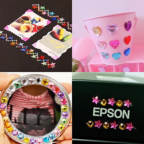 JPSOR 544pcs 8 Sheets Self-Adhesive Rhinestone Sticker Bling Craft Jewels Crystal Gem Stickers, Assorted Size