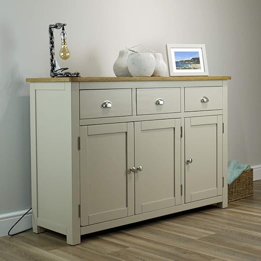 Wellington Painted Oak Grey Large Sideboard 3 Door 3 Drawer