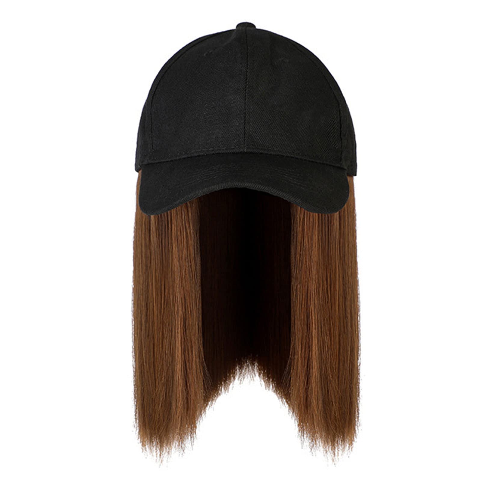 Vividly Synthetic Baseball Wig Black Brown Hat Wigs Cap With Hair Naturally Connect Bob Hair Baseball Cap Adjustable Wig Hats For Students Wig Hat Ponytail Wig Hats With Hair For Women Wig Hat Human