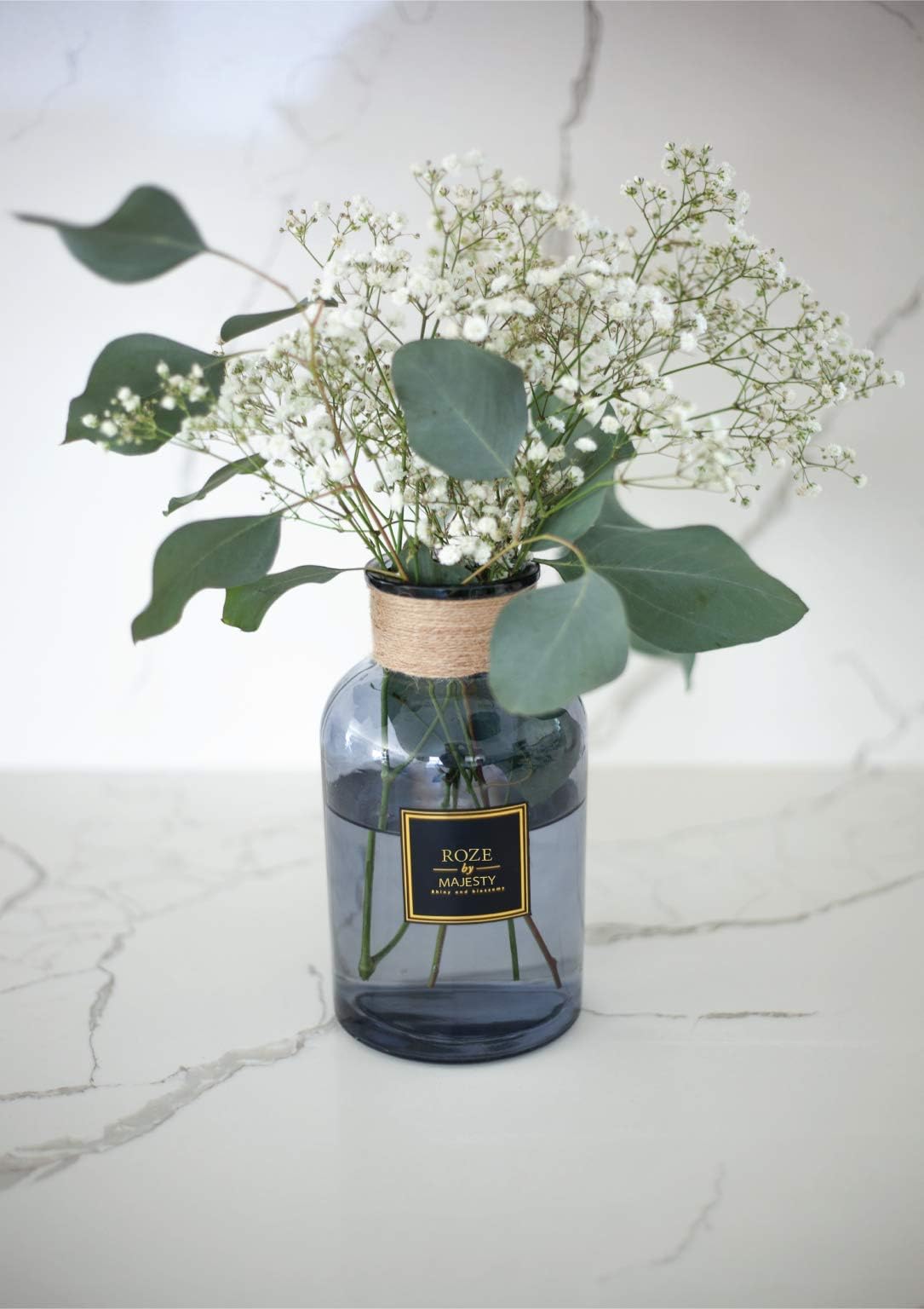 Blue Glass Flower Vase | Premium Hand-Crafted | Majesty Brand | Home Decoration | Wedding | Vase for Flowers