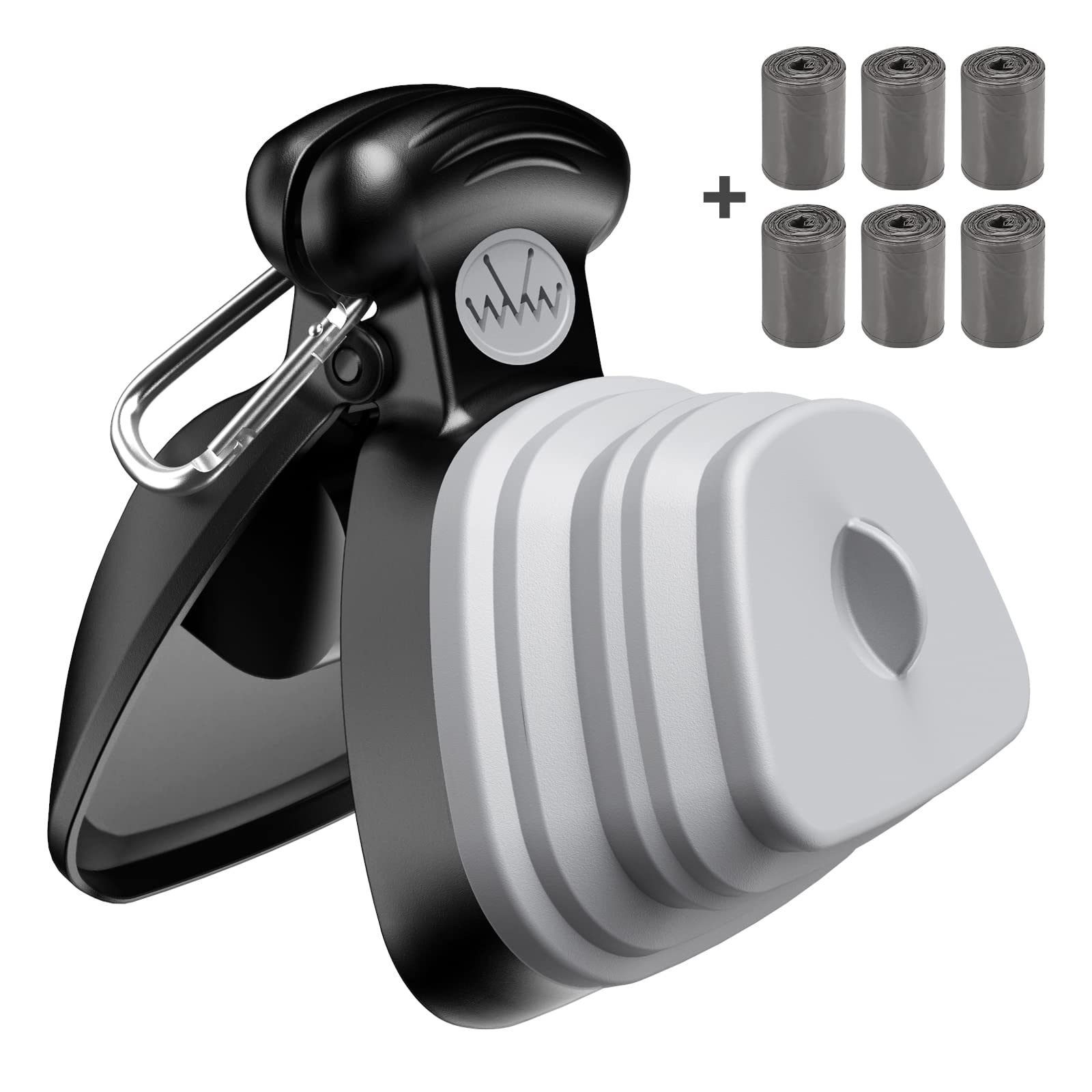 ORIA Dog Pooper Scooper for Large & Small Dogs, Portable Hands-Free Poop Scooper with Built-in Bag Dispenser & 6 Roll Bags, One-Handed Pet Waste Picker for Walking, Garden & Outdoor Use