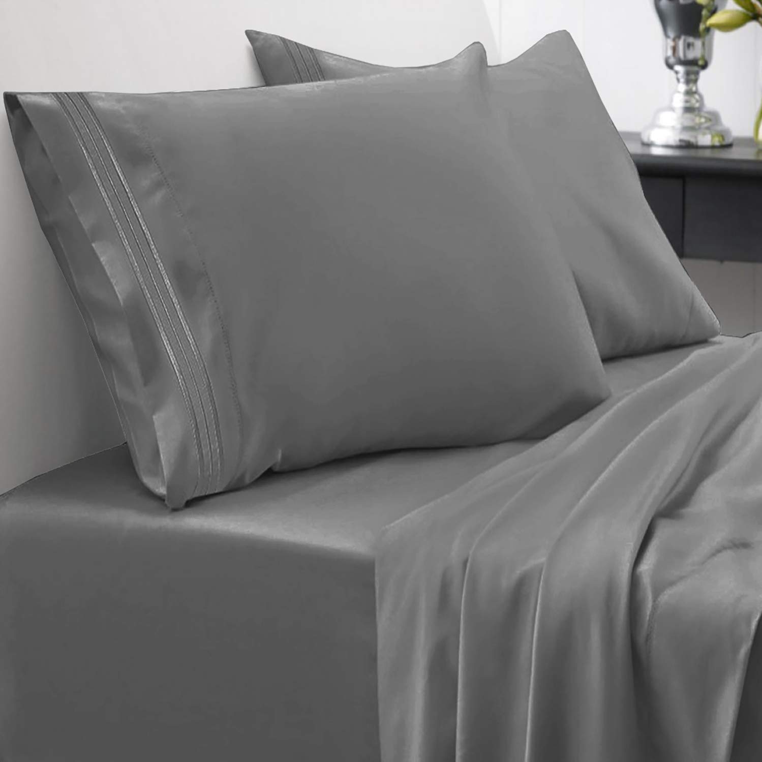 Bed Sheets Queen Egyptian Cotton Count Deep Pocket 4 Piece For Black