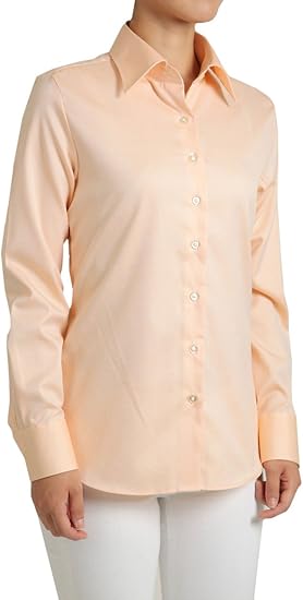 Amazon オジエ Ozie レディースシャツ ブラウス ナチュラルフィット 長袖 プレミアムコットン超長綿スーピマ綿 オックスフォード 形態安定 ワイドカラー 日本製 無地 ビタミンカラー オレンジ シャツ ブラウス 通販