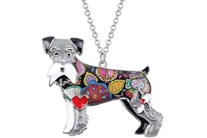 BONSNY Signature DOG collection Love Pets“SILVER”Statement SCHNAUZER Necklace Dog Animal Pendant