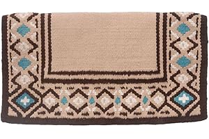 Tough 1 Diamond Wool Saddle Blanket, Tan/Brown/Turquoise, 36 x 34