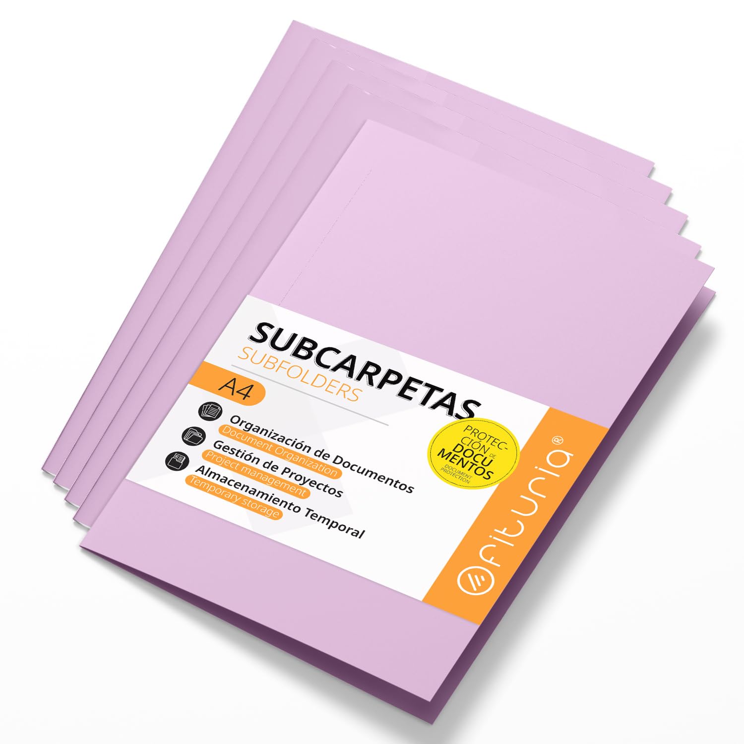 A4 Cardboard Subfolders, Paper Filing Folders 180 g, File Folder for Documents, Pack of 50 Coloured Office Subfolders for Filing and Sorting Papers – Ophituria (Purple)