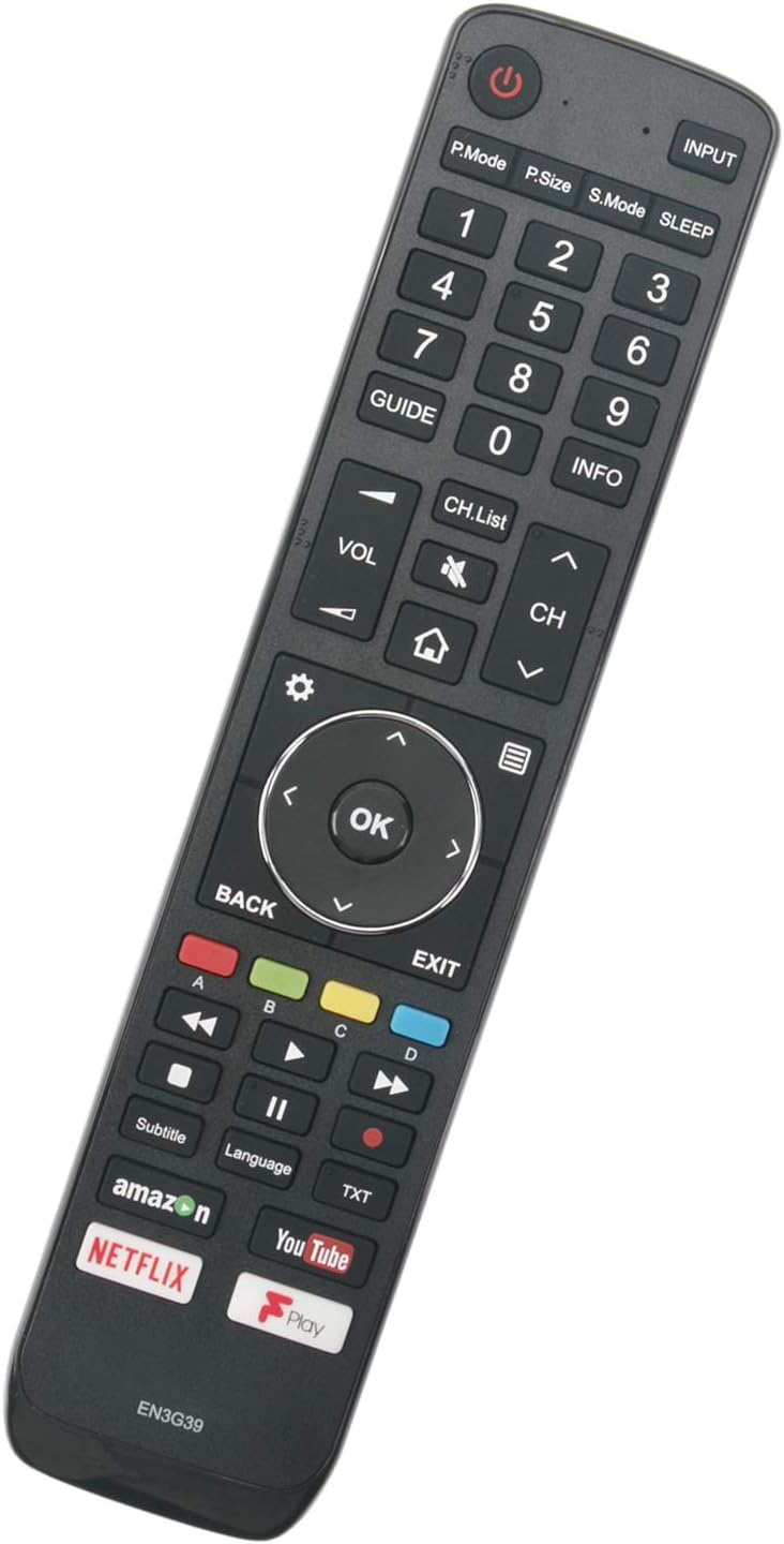 ALLIMITY EN3G39 Remote Control Replaced for Hisense UHD 4K TV H43A6200 H43A6200UK H43A6250UK H50A6200 H50A6200UK H50A6250UK H55A6200 H55A6250UK H65A6200 H65A6200UK H65A6250