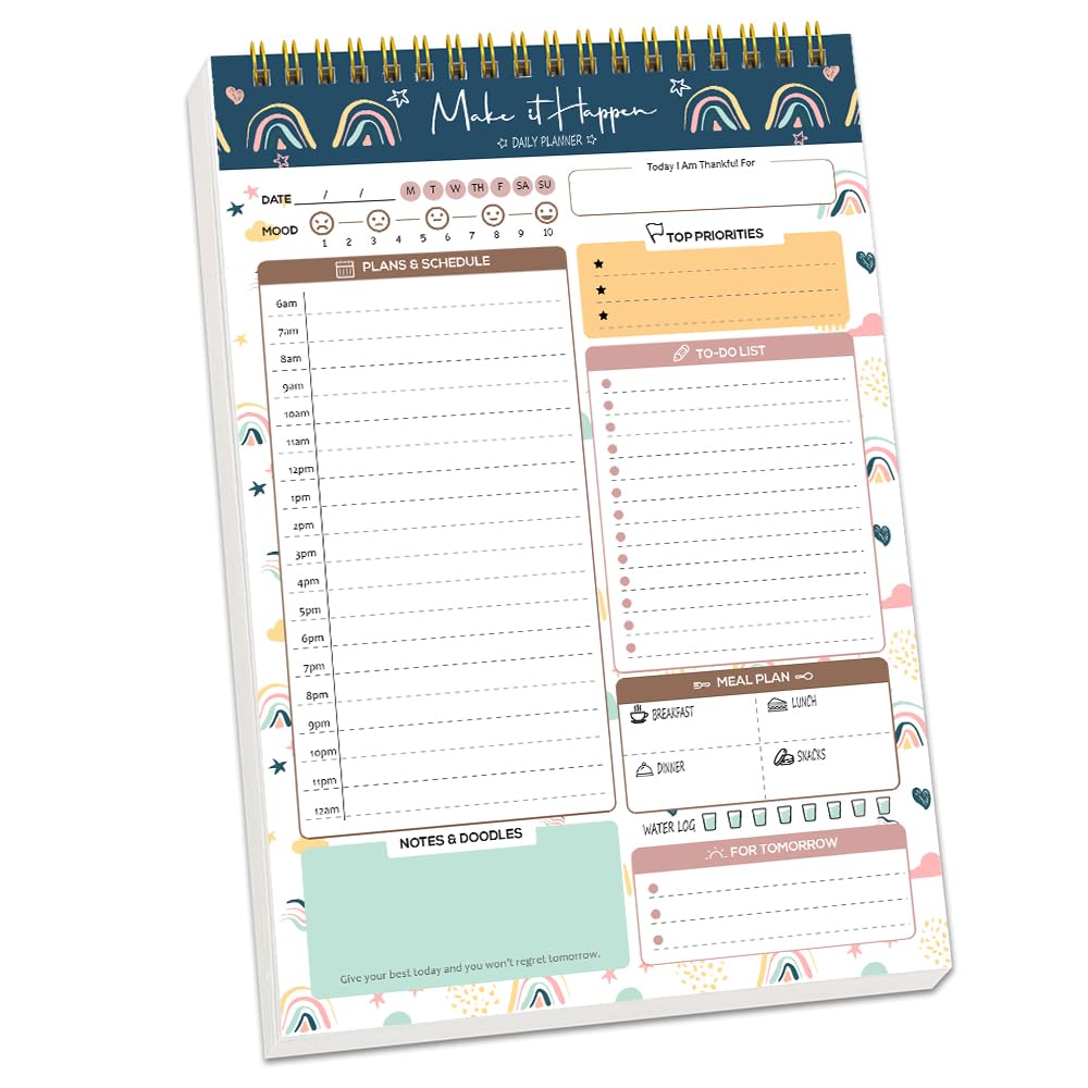 To Do List Pad, Undated Daily Planner Notepad 52 Tear off Sheets To Do List Notepad with Hourly Schedule Checklist for Work, Office, School Supplies