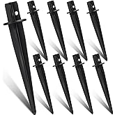 Zhengmy 8 Pcs Metal Solar Light Stakes Replacement Outdoor Ground Stakes Solar Pathway Light Spike for Christmas Pathway Garden Yard Landscape Lamps Pole Replacement, 0.63 x 5.27 Inch (Black)